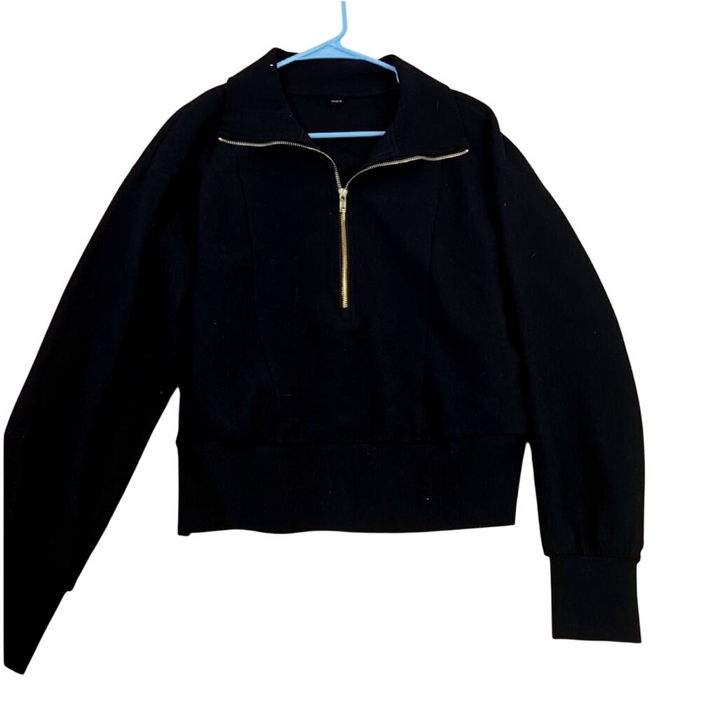 Anrabess Black 1/4 zip Pullover in black size M